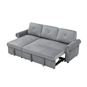 Gray velvet convertible sectional sleeper sofa bed with storage chaise by La Spezia additional picture 13