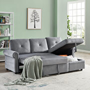 Gray velvet convertible sectional sleeper sofa bed with storage chaise by La Spezia additional picture 3