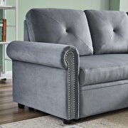 Gray velvet convertible sectional sleeper sofa bed with storage chaise by La Spezia additional picture 4