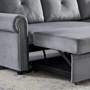 Gray velvet convertible sectional sleeper sofa bed with storage chaise by La Spezia additional picture 7