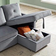 Gray velvet convertible sectional sleeper sofa bed with storage chaise by La Spezia additional picture 8