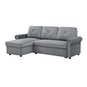 Gray velvet convertible sectional sleeper sofa bed with storage chaise by La Spezia additional picture 10