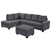 Gray linen l-shape reversible sectional sofa with storage ottoman by La Spezia additional picture 11