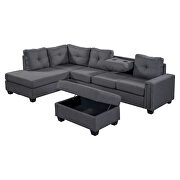 Gray linen l-shape reversible sectional sofa with storage ottoman by La Spezia additional picture 15