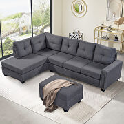 Gray linen l-shape reversible sectional sofa with storage ottoman by La Spezia additional picture 6