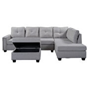 Light gray linen l-shape reversible sectional sofa with storage ottoman by La Spezia additional picture 11