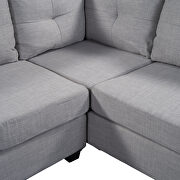 Light gray linen l-shape reversible sectional sofa with storage ottoman by La Spezia additional picture 13