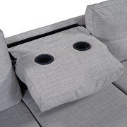 Light gray linen l-shape reversible sectional sofa with storage ottoman by La Spezia additional picture 14