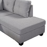 Light gray linen l-shape reversible sectional sofa with storage ottoman by La Spezia additional picture 3