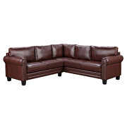 Brown pu midcentury sectional corner sofa l-shape couch by La Spezia additional picture 2