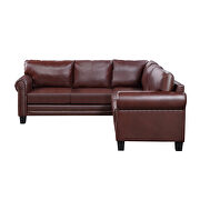 Brown pu midcentury sectional corner sofa l-shape couch by La Spezia additional picture 3