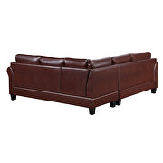 Brown pu midcentury sectional corner sofa l-shape couch by La Spezia additional picture 8
