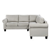 Light gray pu midcentury sectional corner sofa l-shape couch by La Spezia additional picture 2