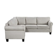 Light gray pu midcentury sectional corner sofa l-shape couch by La Spezia additional picture 8