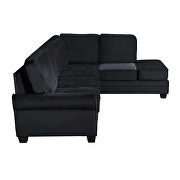 Black linen upholstered reversible sectional sofa with scrolled arm by La Spezia additional picture 2