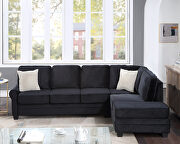 Black linen upholstered reversible sectional sofa with scrolled arm by La Spezia additional picture 11