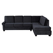 Black linen upholstered reversible sectional sofa with scrolled arm by La Spezia additional picture 3
