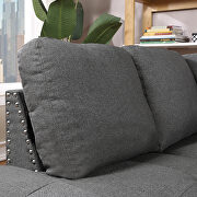 Gray linen reversible sectional sofa with storage ottoman by La Spezia additional picture 12