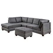 Gray linen reversible sectional sofa with storage ottoman by La Spezia additional picture 14