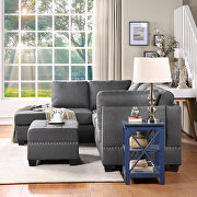 Gray linen reversible sectional sofa with storage ottoman by La Spezia additional picture 17