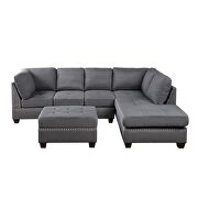 Gray linen reversible sectional sofa with storage ottoman by La Spezia additional picture 19