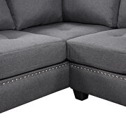 Gray linen reversible sectional sofa with storage ottoman by La Spezia additional picture 4
