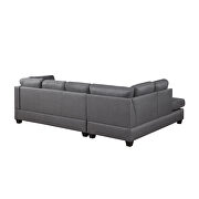 Gray linen reversible sectional sofa with storage ottoman by La Spezia additional picture 5