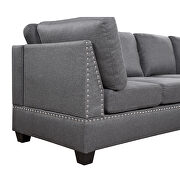 Gray linen reversible sectional sofa with storage ottoman by La Spezia additional picture 7