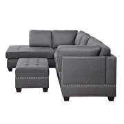 Gray linen reversible sectional sofa with storage ottoman by La Spezia additional picture 8