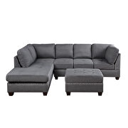 Gray linen reversible sectional sofa with storage ottoman by La Spezia additional picture 10