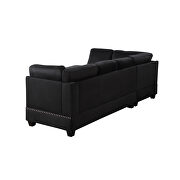 Black velvet reversible sectional sofa with storage ottoman by La Spezia additional picture 11