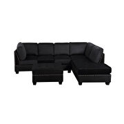 Black velvet reversible sectional sofa with storage ottoman by La Spezia additional picture 12