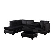 Black velvet reversible sectional sofa with storage ottoman by La Spezia additional picture 14