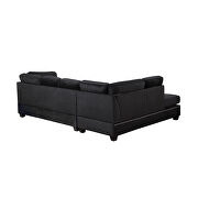 Black velvet reversible sectional sofa with storage ottoman by La Spezia additional picture 5