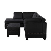Black velvet reversible sectional sofa with storage ottoman by La Spezia additional picture 7