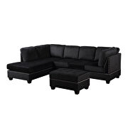 Black velvet reversible sectional sofa with storage ottoman by La Spezia additional picture 8