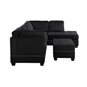 Black velvet reversible sectional sofa with storage ottoman by La Spezia additional picture 10