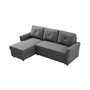 Gray linen convertible sectional l-shape corner couch sofa-bed with storage additional photo 2 of 15