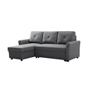 Gray linen convertible sectional l-shape corner couch sofa-bed with storage by La Spezia additional picture 11