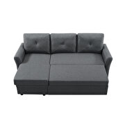 Gray linen convertible sectional l-shape corner couch sofa-bed with storage additional photo 3 of 15