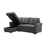 Gray linen convertible sectional l-shape corner couch sofa-bed with storage additional photo 4 of 15