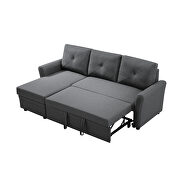 Gray linen convertible sectional l-shape corner couch sofa-bed with storage additional photo 5 of 15