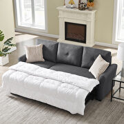 Gray linen convertible sectional l-shape corner couch sofa-bed with storage by La Spezia additional picture 7