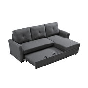 Gray linen convertible sectional l-shape corner couch sofa-bed with storage by La Spezia additional picture 8