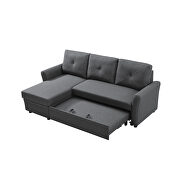 Gray linen convertible sectional l-shape corner couch sofa-bed with storage by La Spezia additional picture 9