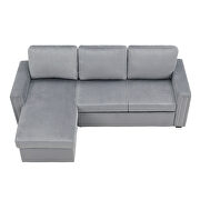 Gray velvet l-shape sleeper reversible sectional sofa with storage chaise by La Spezia additional picture 11