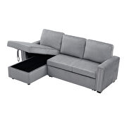 Gray velvet l-shape sleeper reversible sectional sofa with storage chaise by La Spezia additional picture 12