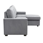 Gray velvet l-shape sleeper reversible sectional sofa with storage chaise by La Spezia additional picture 14