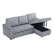 Gray velvet l-shape sleeper reversible sectional sofa with storage chaise by La Spezia additional picture 15