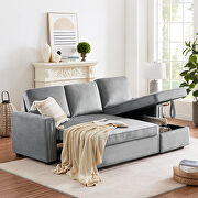Gray velvet l-shape sleeper reversible sectional sofa with storage chaise by La Spezia additional picture 5